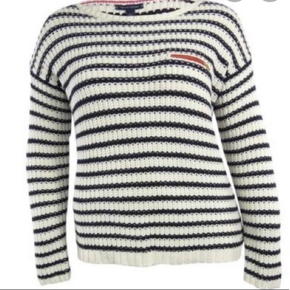 Tommy Hilfiger Stripped knit zip sweater Sz L